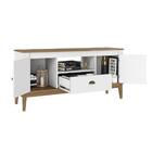 Rack Colonial Mel E Branco Com 2 Portas E 1 Gaveta Para Tvs