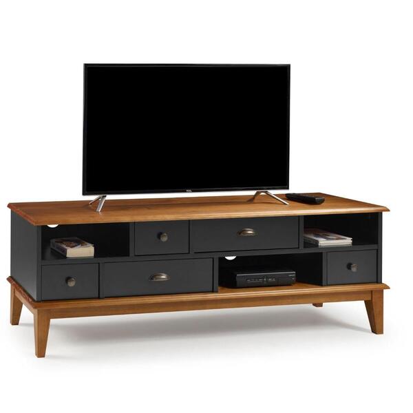 Rack Com 05 Gavetas Preto E Amêndoa