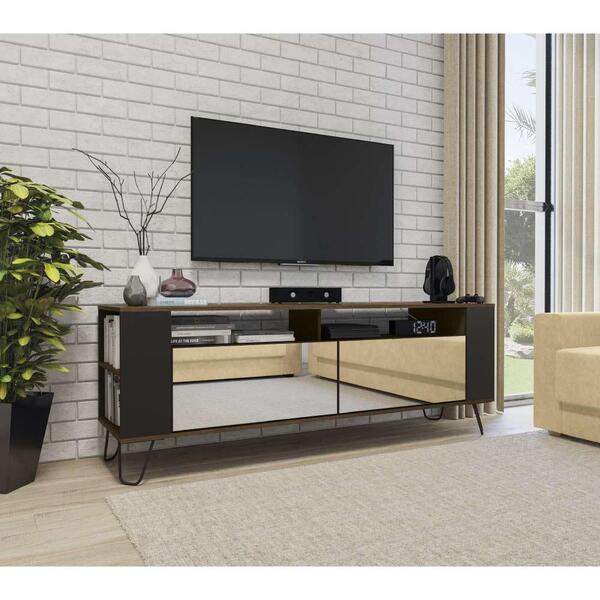 Rack Com 2 Gavetas Espelhadas Pop Kappesberg - Jacarandá/preto