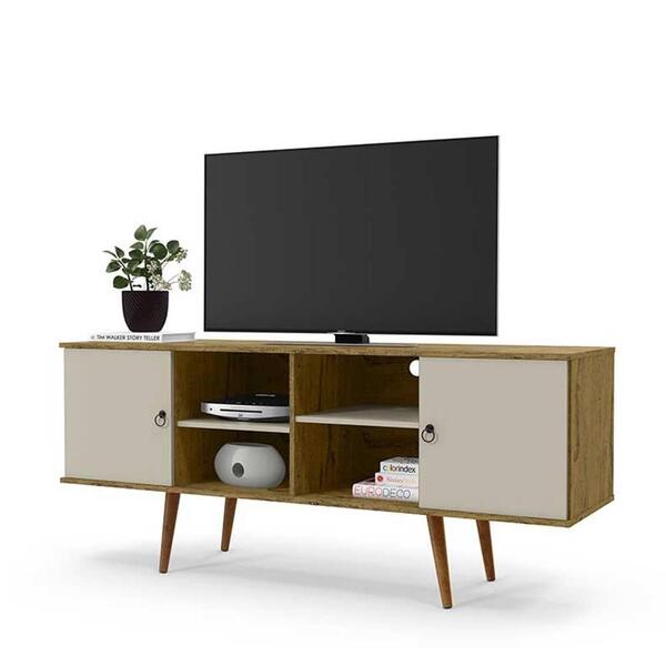 Rack Com 2 Portas E 2 Prateleiras Estrela Nature/off White