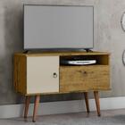 Rack Com 2 Portas E Pés De Madeira Maciça Yan Nature/off White