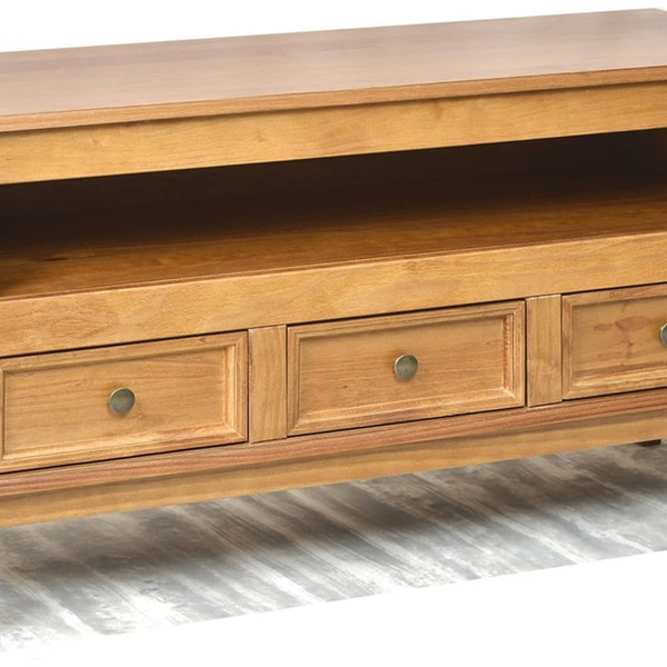 Rack Com 3 Gavetas - 1 Nicho Em Madeira Maciça - Amêndoa