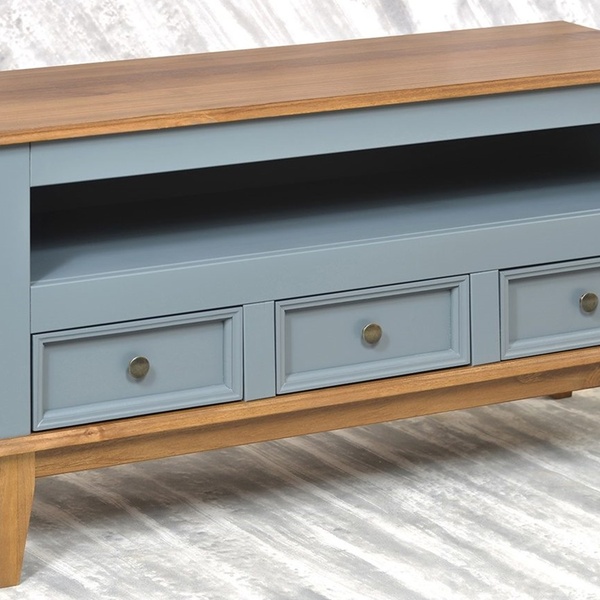 Rack Com 3 Gavetas - 1 Nicho Em Madeira Maciça Mdf - Cinza