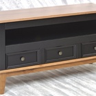 Rack Com 3 Gavetas - 1 Nicho Em Madeira Maciça Mdf - Preto