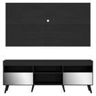 Rack Com Espelho, Pés Retrô, Painel E Suporte Tv 65" Com 2 Po