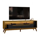 Rack Com Led P/ Tv 65 Polegadas 175cm Duo Pés Madeira Cedro/p