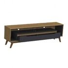 Rack Com Led P/ Tv 65 Polegadas 175cm Duo Pés Madeira Cedro/p