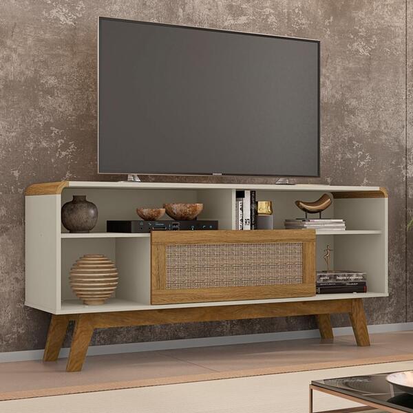 Rack Com Nichos Silvia Efeito Palha Off White