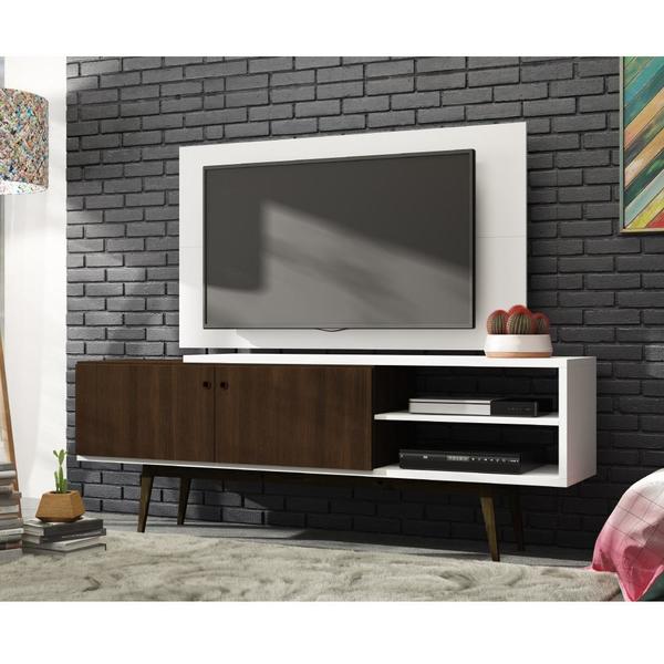 Rack Com Painel 2 Portas 2 Nichos E Pés De Madeira Bpi 31 Bra