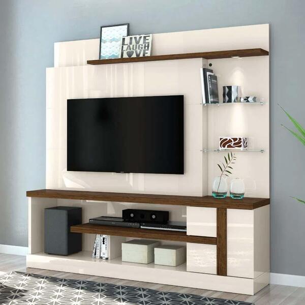 Rack Com Painel Alan Para Tv De 55 Pol Off White Savana