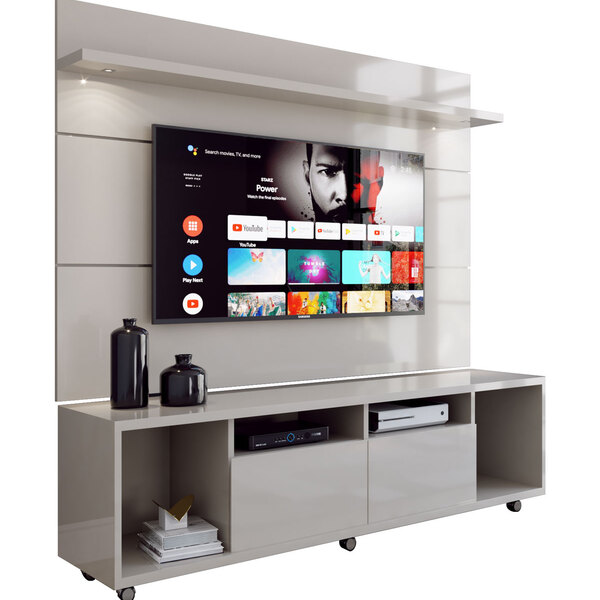 Rack Com Painel Arizona 1.8 Off White - Moveisaqui