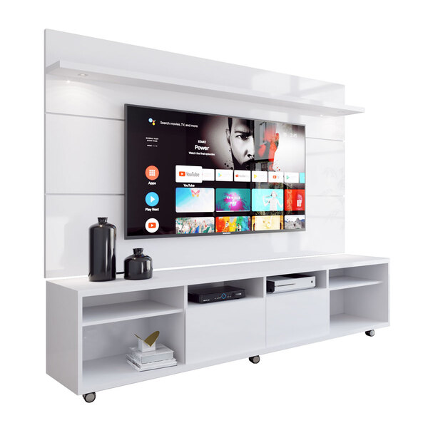 Rack Com Painel Arizona 2.2 1p Branco Brilho - Moveisaqui