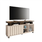 Rack Com Painel Briz 1.3 Off White / Deck Tv Até 50" Polegada
