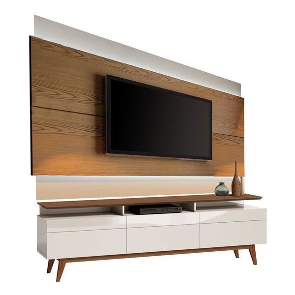 Rack Com Painel Classic +3g 1.8 Com Led Freijó Com Off White