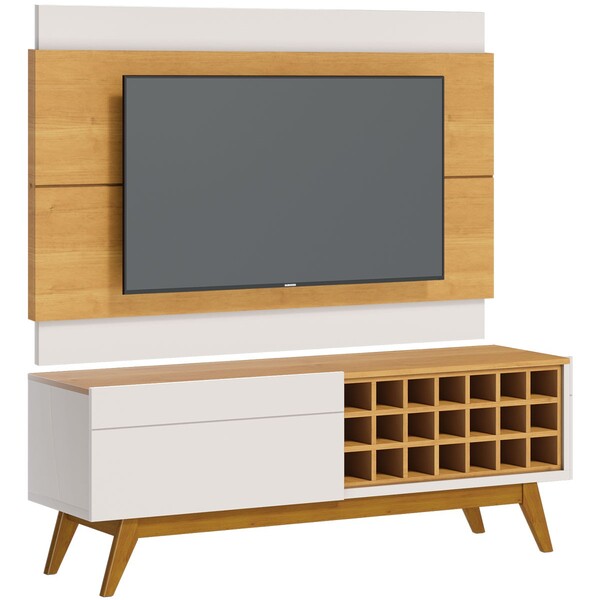 Rack Com Painel Classic Ad 1.4 Nature Com Off White - Imcal M