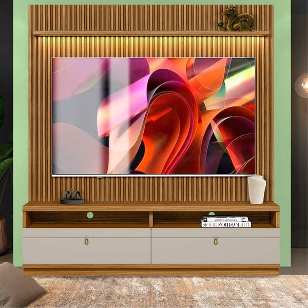 Rack Com Painel Com Led Para Tv Até 75 Polegadas Nature Off W