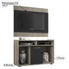Rack Com Painel De Tv Até 43" Show Notável - Carvalho/preto