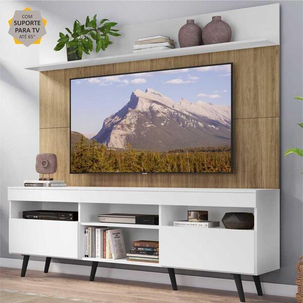 Rack Com Painel E Suporte Tv 65" Madri Multimóveis Branco/rus
