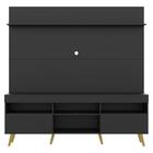 Rack Com Painel E Suporte Tv 65 Prateleira Preto Natural