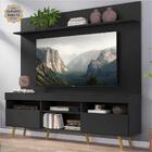 Rack Com Painel E Suporte Tv 65 Prateleira Preto Natural