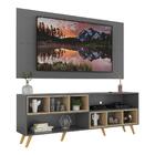 Rack Com Painel E Suporte Tv 65" Retrô Com Nichos Jazz Multim