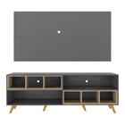 Rack Com Painel E Suporte Tv 65" Retrô Com Nichos Jazz Multim