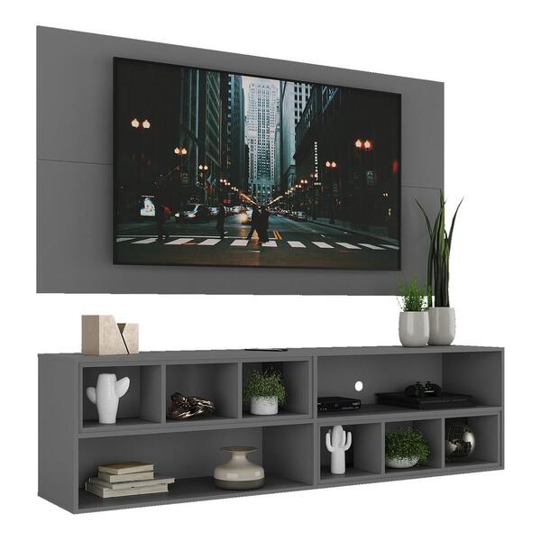Rack Com Painel E Suporte Tv 65" Suspenso Com Nichos Jazz Mul