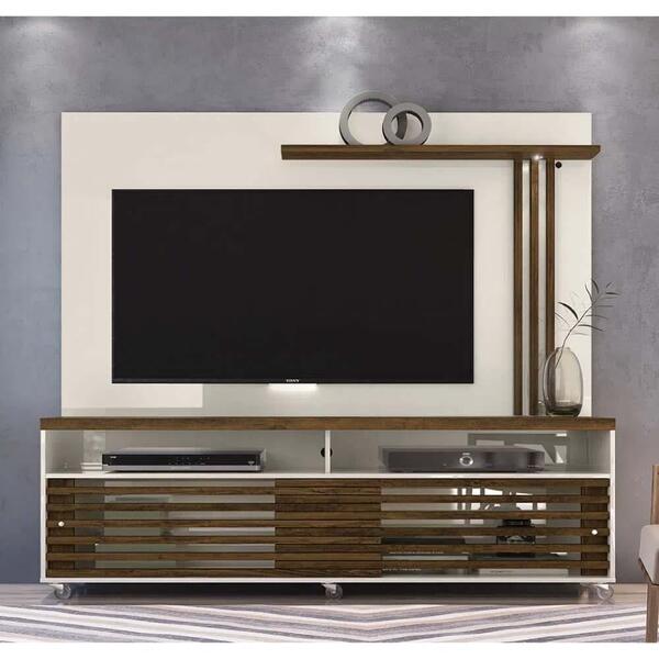 Rack Com Painel Frizz Para Tv De 65 Pol Off White Imbuia