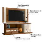 Rack Com Painel Lisboa Para Tv De Até 55" - Off White/carvalho