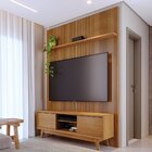 Rack Com Painel Mdf Frisado Para Tv Até 65 Polegadas 303cmx17