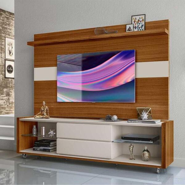 Rack Com Painel Muse Para Tv De 65 Pol Carvalho Off White