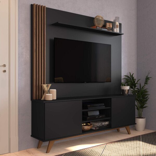 Rack Com Painel Para Para Tv Até 55 Polegadas Disco Preto | Leroy Merlin