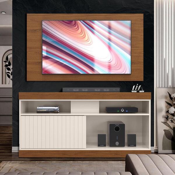 Rack Com Painel Para Quarto 50 Polegadas Off White Freijó Sov