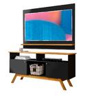Rack Com Painel Para Sala Tv 55 Polegadas Preto Madeira Amste