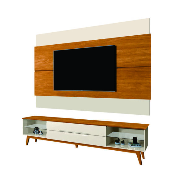 Rack Com Painel Para Tv 2 Gavetas Sunderland Off White Nature