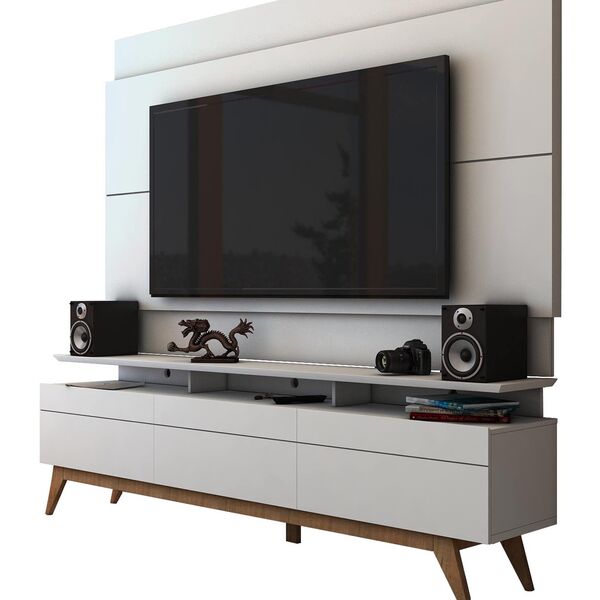 Rack Com Painel Para Tv 55 Polegadas Branco Classic +3g 1.8 -
