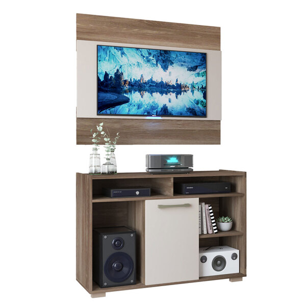 Rack Com Painel Para Tv Até 43" Com 01 Porta Moscou Naturale