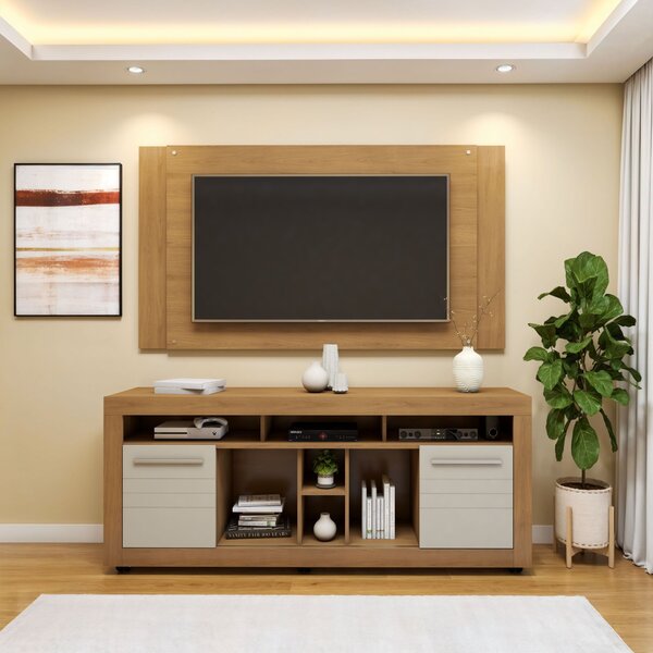 Rack Com Painel Para Tv Até 46 Polegadas 2 Portas 7 Nichos Fi