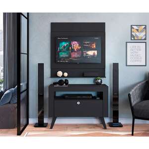 Rack Com Painel Para Tv Até 47 Polegadas Canadá Preto 90 Cm | Leroy Merlin