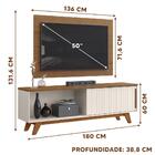 Rack Com Painel Para Tv Até 50 Polegadas Freijó Off White Rom