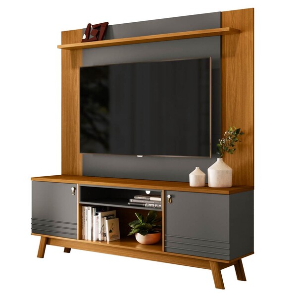 Rack Com Painel Para Tv Até 55 Pol. 180cm Cancún L06 Nature/c