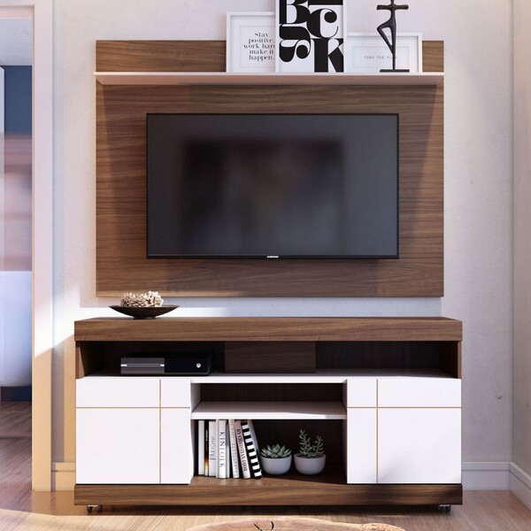 Rack Com Painel Para Tv Até 55 Polegadas Bello 2 Portas Nogue