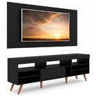 Rack Com Painel Para Tv Até 55 Polegadas Pé Retrô Jhon Preto