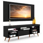 Rack Com Painel Para Tv Até 55 Polegadas Pé Retrô Jhon Preto