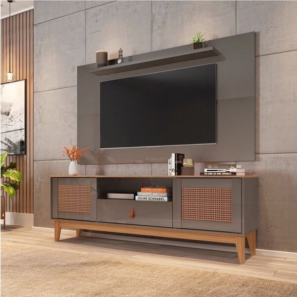 Rack Com Painel Para Tv Até 60 Polegadas Retrô Esmeralda Vers