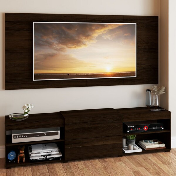 Rack Com Painel Para Tv Até 60 Polegadas Roma 1 Porta 2 Prate