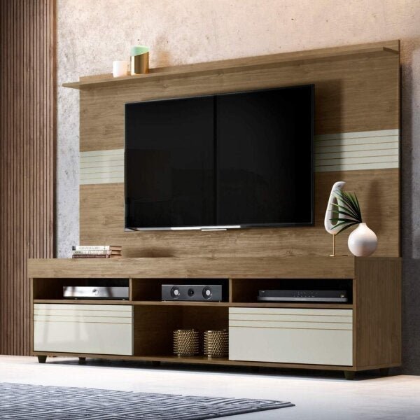 Rack Com Painel Para Tv Até 60 Polegadas Samba Yescasa Avelã/