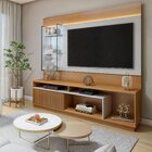 Rack Com Painel Para Tv Até 65 Polegadas 100% Mdf Com Led Gra