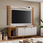 Rack Com Painel Para Tv Até 65 Polegadas Com Ripado Off White