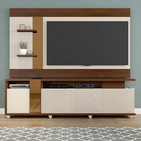 Rack Com Painel Para Tv Até 65 Polegadas Com Rodízios Discove